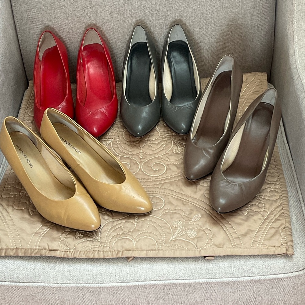 NEWPORT NEWS FINE LEATHER PUMPS-AVAILABLE IN 3 COLORS- SIZE 8W
